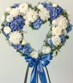 Blue and white blooming wreath