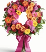 Brilliant Shades of Scarlet Red Sympathy Wreath