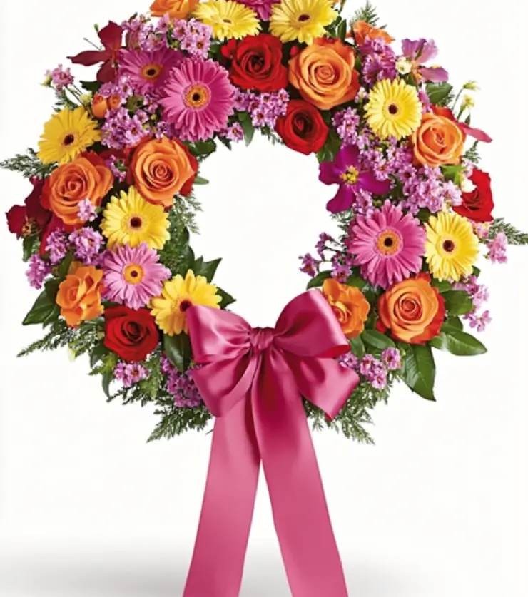 Brilliant Shades of Scarlet Red Sympathy Wreath