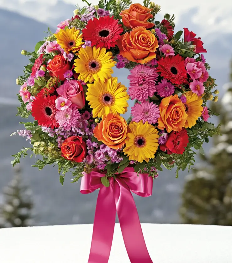 Brilliant Shades of Scarlet Red Sympathy Wreath