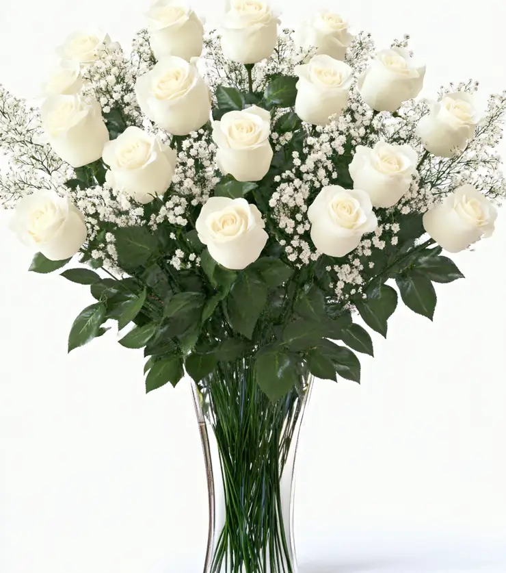 One Dozen White Roses