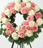 Pink and White Rose Wreath