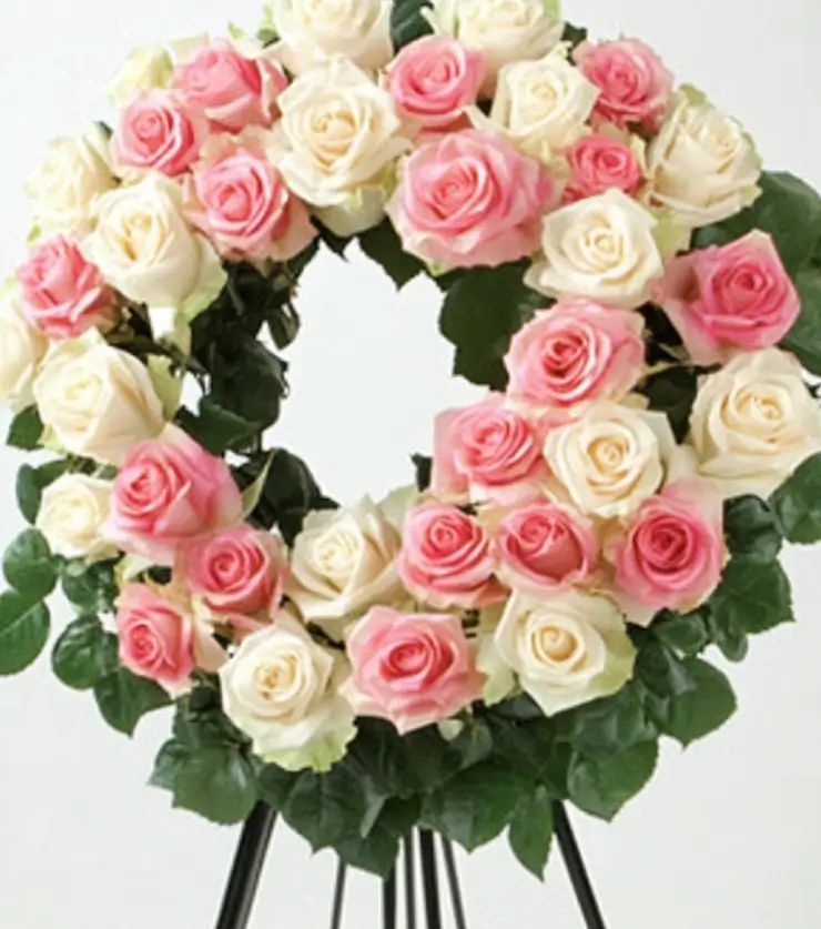 Pink and White Rose Wreath
