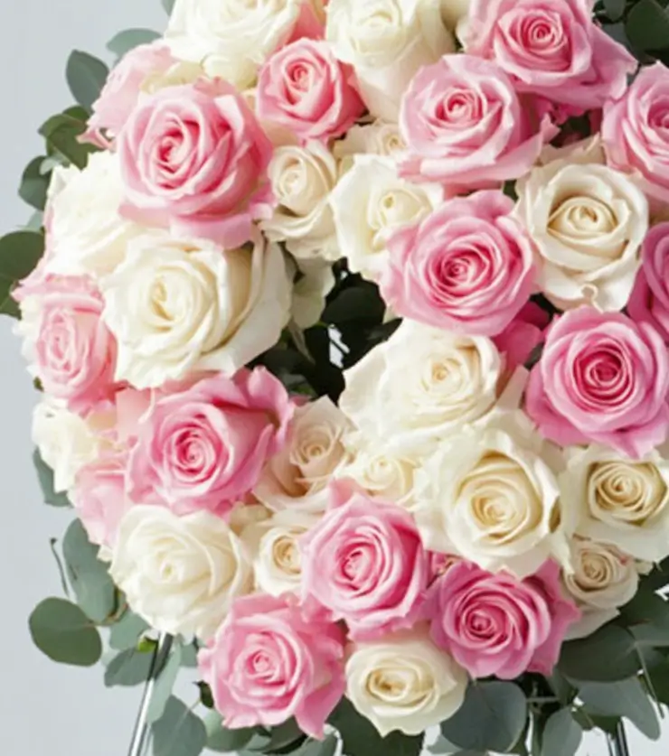 Pink and White Rose Wreath