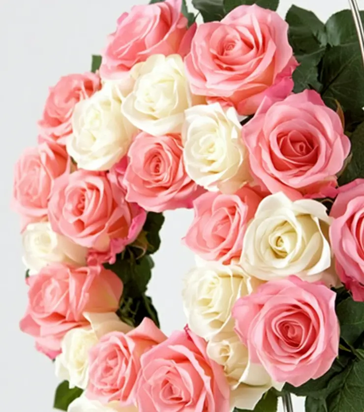 Pink and White Rose Wreath