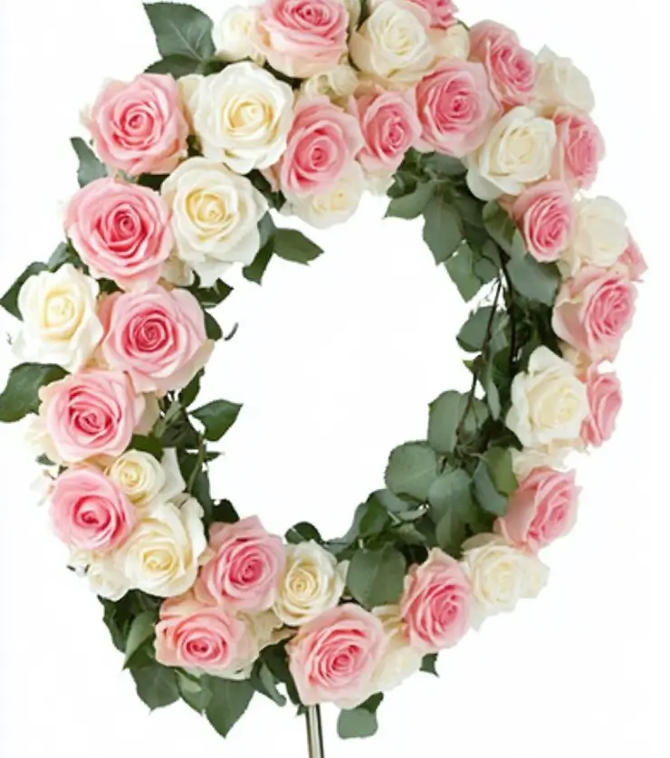 Pink and White Rose Wreath