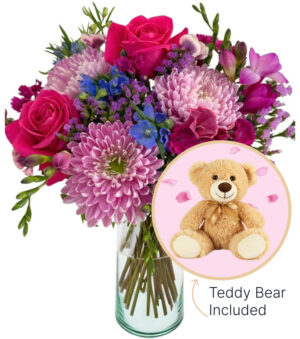 Sweet Nothing Bouquet & Teddy Bear Bundle