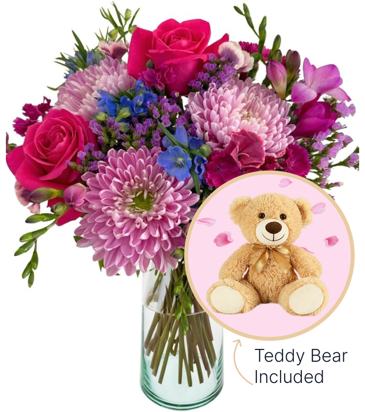 Sweet Nothing Bouquet & Teddy Bear Bundle