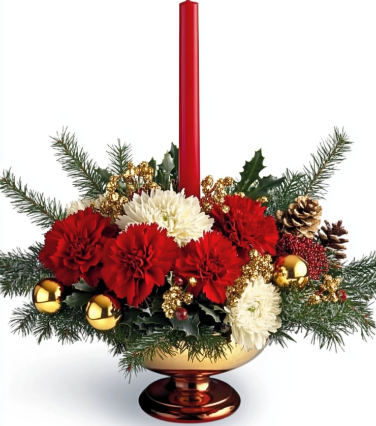Christmas Candle Centerpiece Beautiful Bouquet