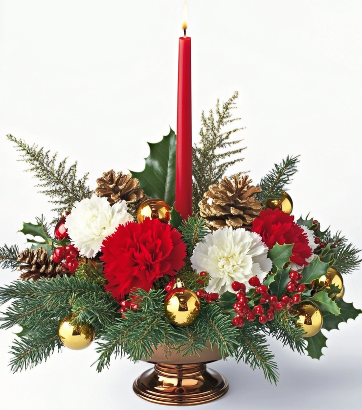 Christmas Candle Centerpiece Beautiful Bouquet