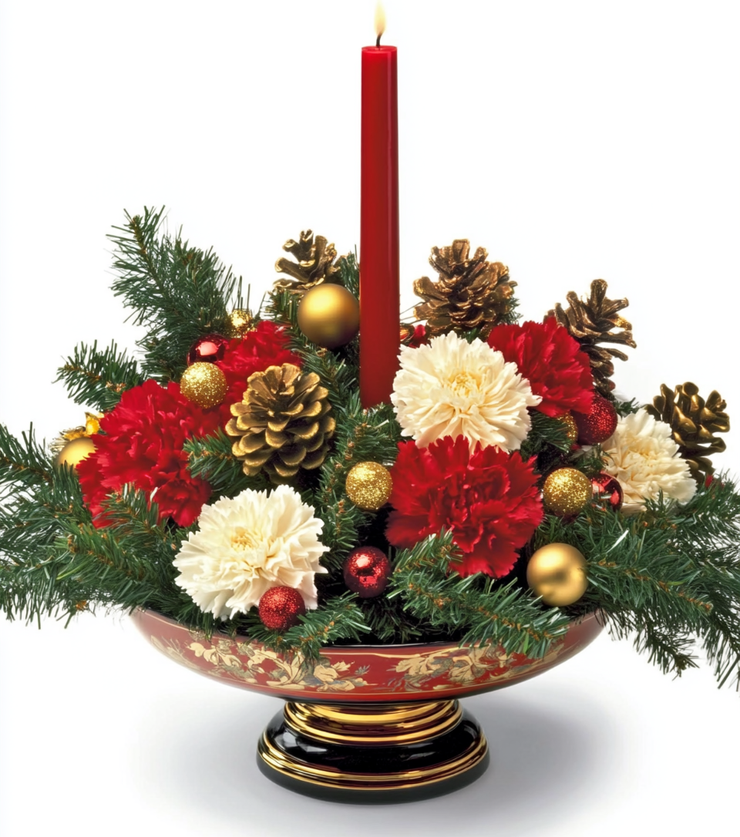 Christmas Candle Centerpiece Beautiful Bouquet