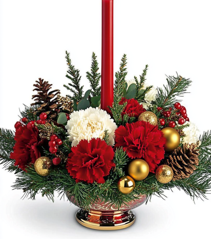 Christmas Candle Centerpiece Beautiful Bouquet