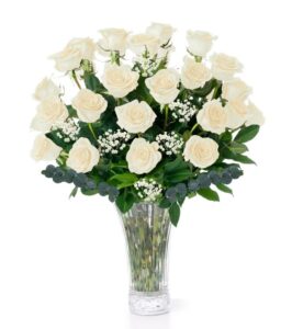 2 Dozen White Roses Long Stem