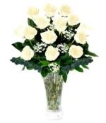Dozen Long Stem White Roses