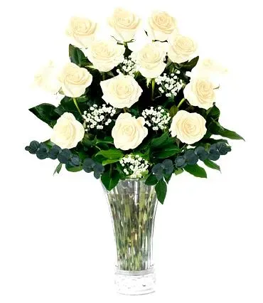 Dozen Long Stem White Roses