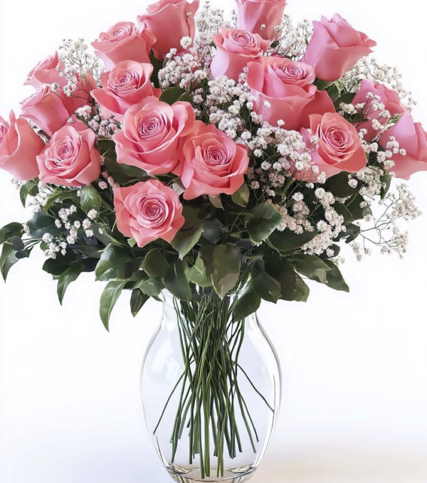 18 pink w baby breath