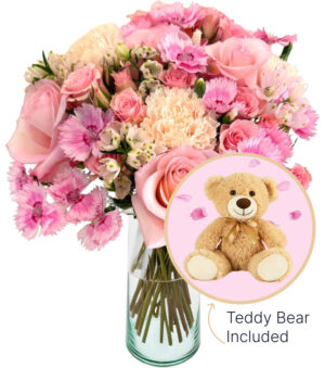 Buttercream Bouquet & Teddy Bear Bundle