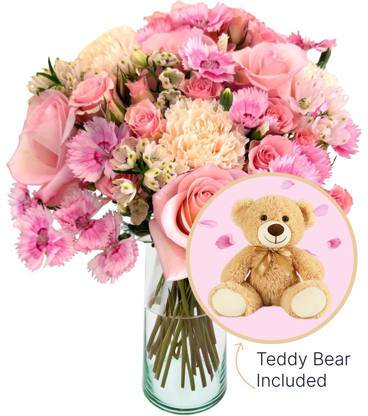 Buttercream Bouquet & Teddy Bear Bundle