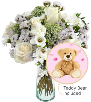 Serenity Bouquet & Teddy Bear Bundle