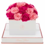 Blanche Square Fuchsia & Light Pink Preserved Roses
