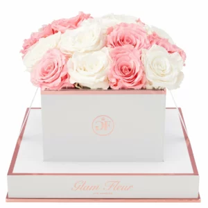 Ivory and Light Pink Luxury Preserved Roses