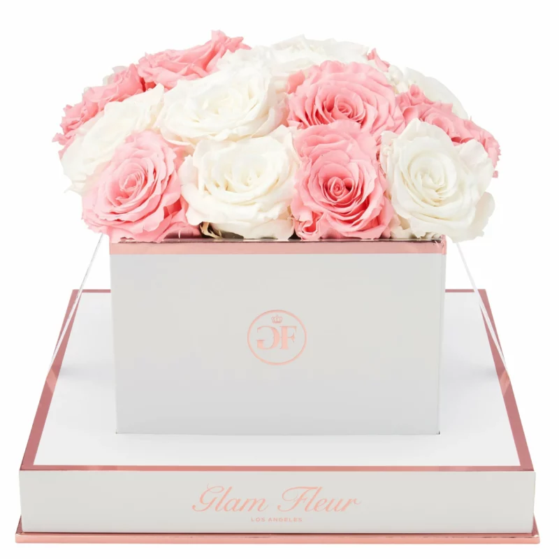 Ivory and Light Pink Luxury Preserved Roses