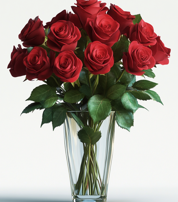 Twelve perfect roses