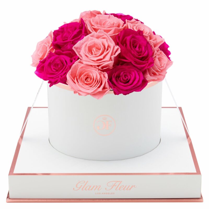 Fuchsia and Light Pink Preserved Rose Bouquet | Glam Fleur