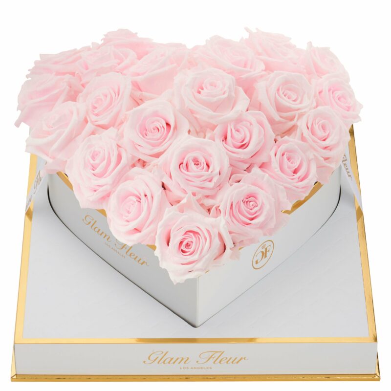 Blanche Heart Baby Pink Preserved Roses