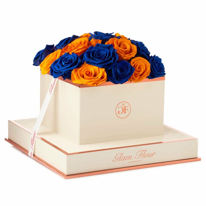 Luxury Blue Ocean and Orange Preserved Rose Bouquet