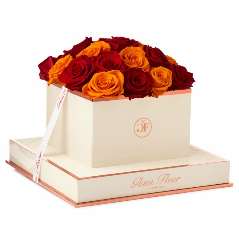 Preserved Red and Orange Roses That Last a Year