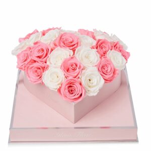 Rosé Heart White & Light Pink Preserved Roses