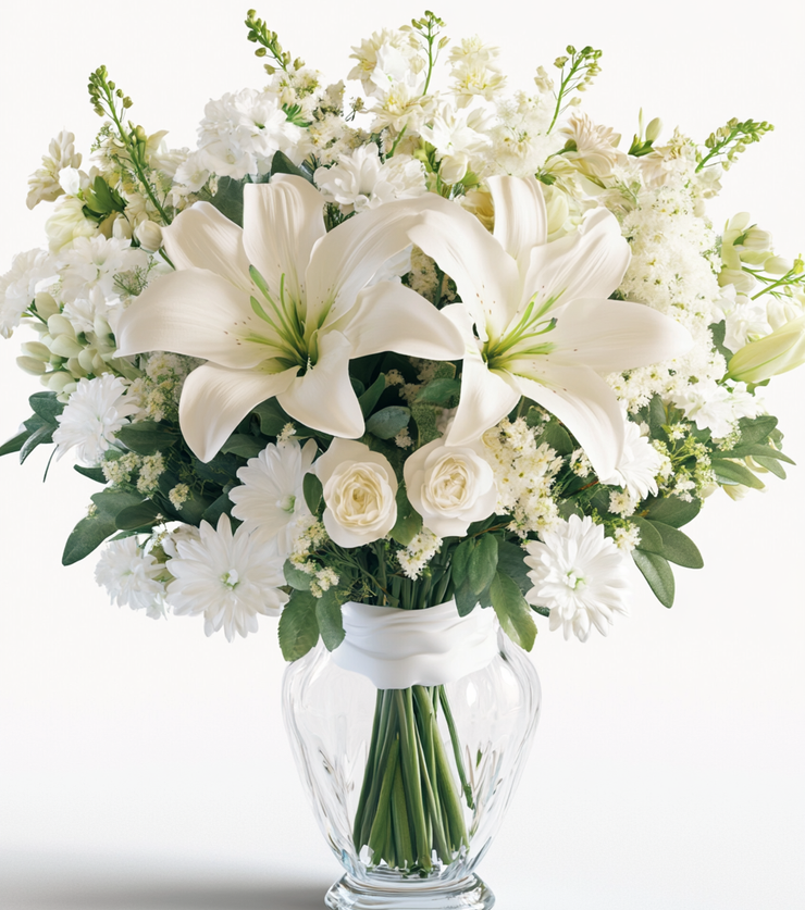 All-White Full Blossom Floral Bouquet