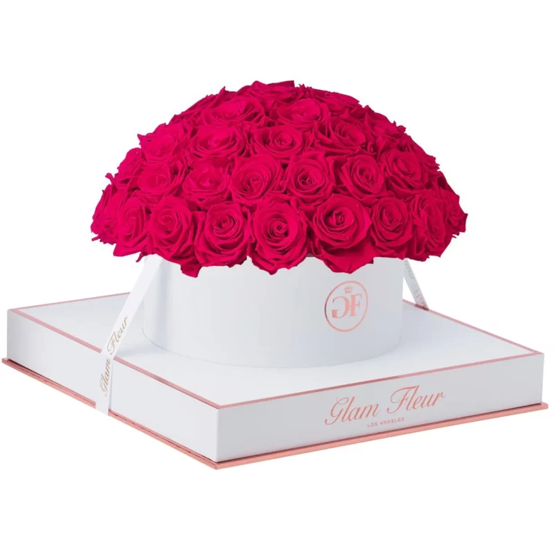 Fuchsia Roses That Last a Year in a Round Box