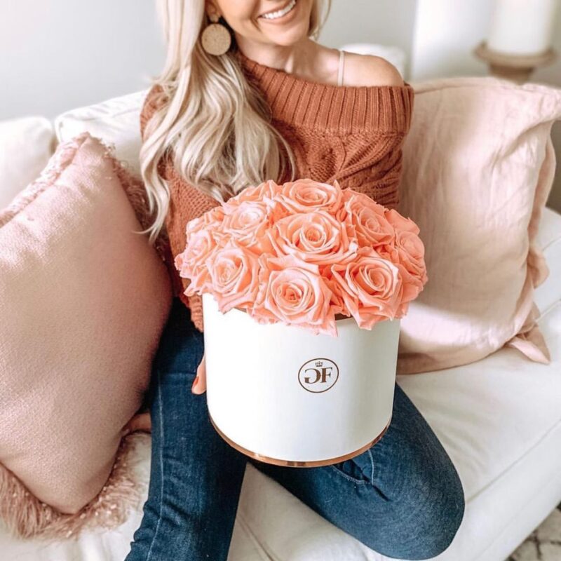 Light Pink and Peach Luxury Rose Arrangement | Glam Fleur