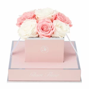 Ivory and Light Pink Preserved Rose Bouquet