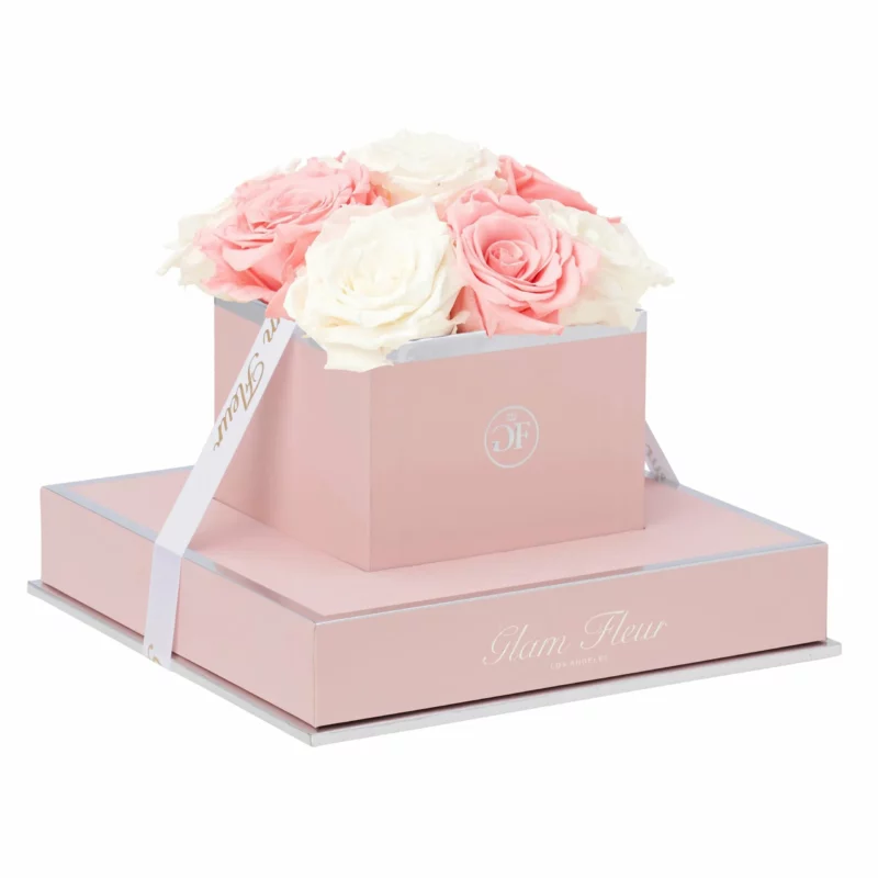 Ivory and Light Pink Preserved Rose Bouquet