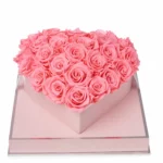Light Pink Preserved Roses in Heart Box