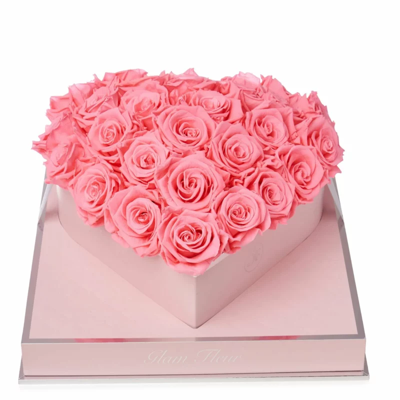 Light Pink Preserved Roses in Heart Box