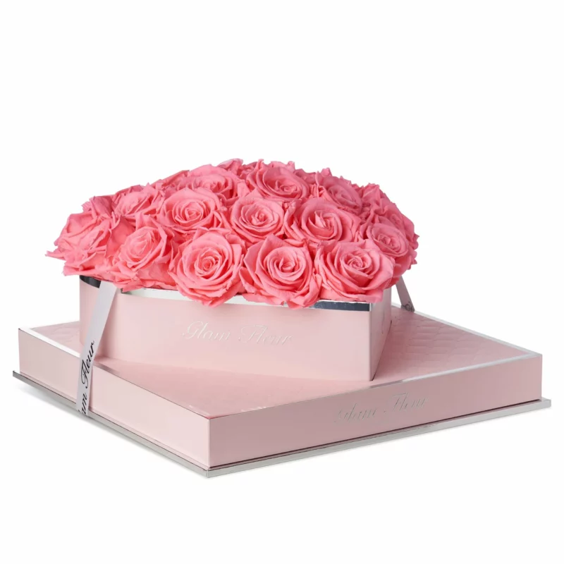 Light Pink Preserved Roses in Heart Box