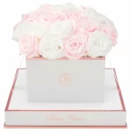 Long Lasting Baby Pink and White Real Roses