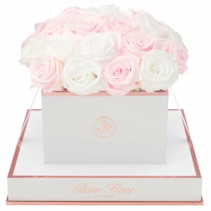 Long Lasting Baby Pink and White Real Roses