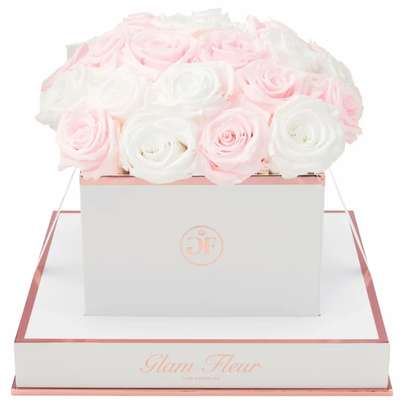 Long Lasting Baby Pink and White Real Roses