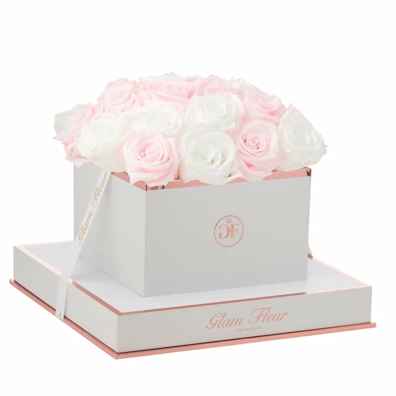 Long Lasting Baby Pink and White Real Roses