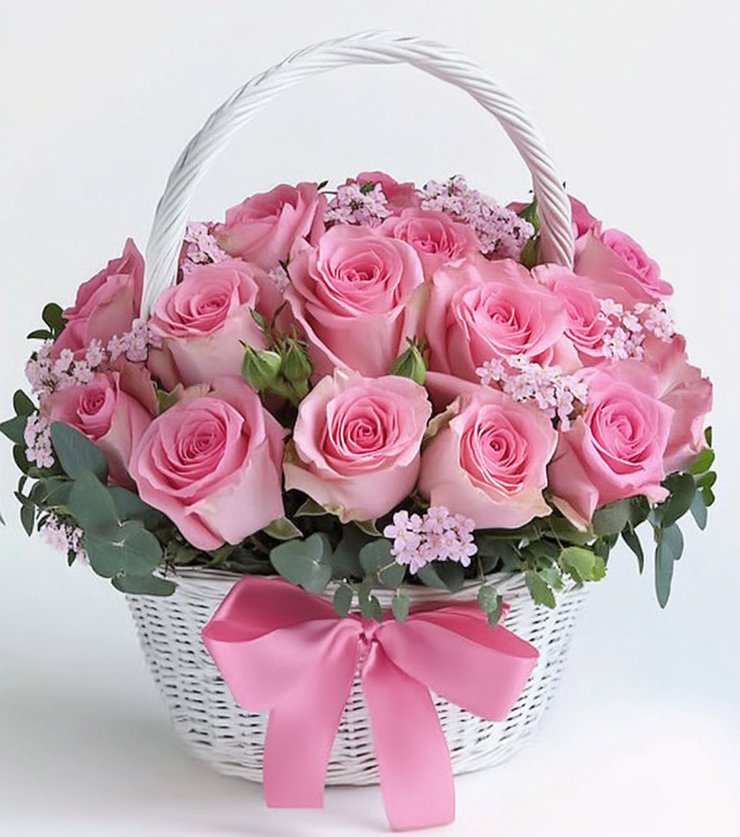 Pink Rose Birthday Basket
