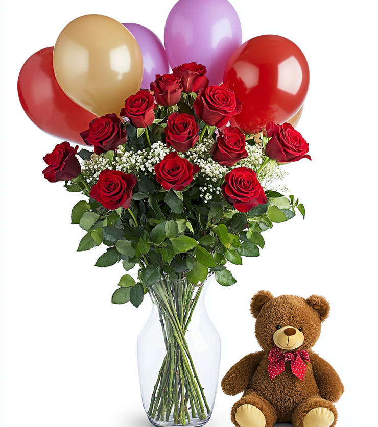 Roses Ballons Teddy