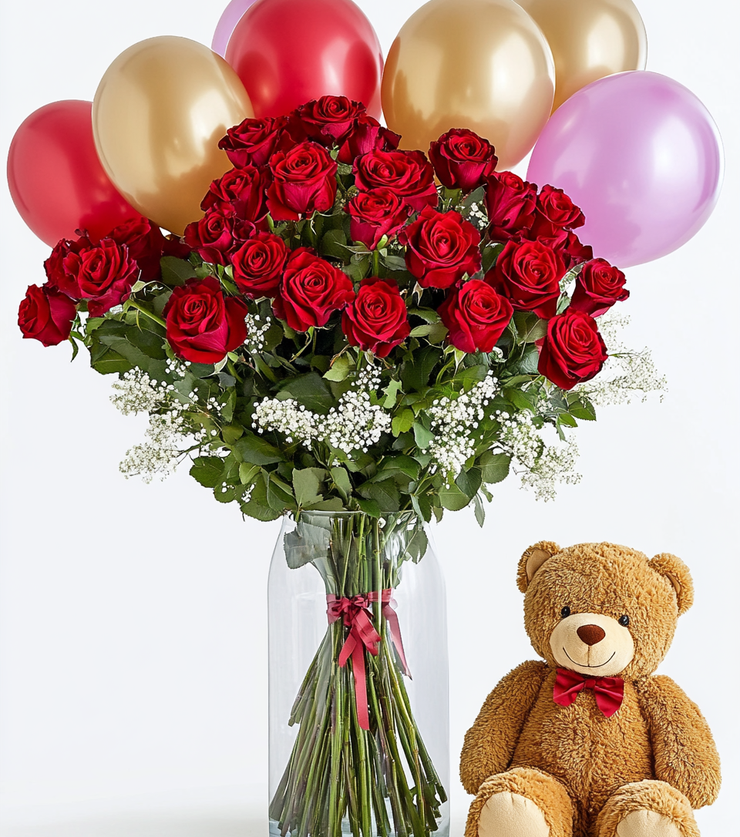 Roses Ballons Teddy