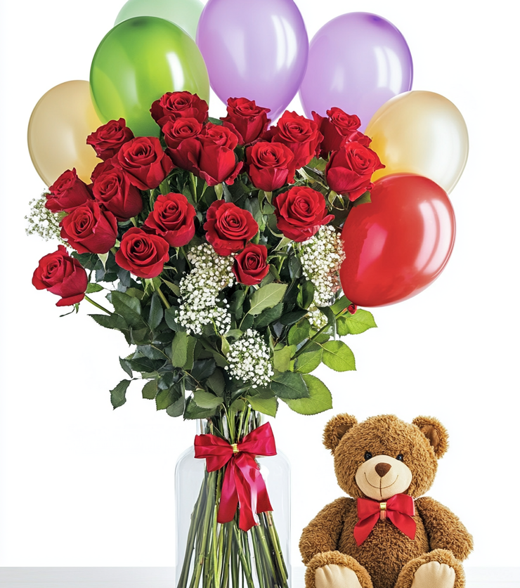 Roses Ballons Teddy