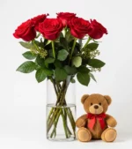 Cuddly Bear and Roses