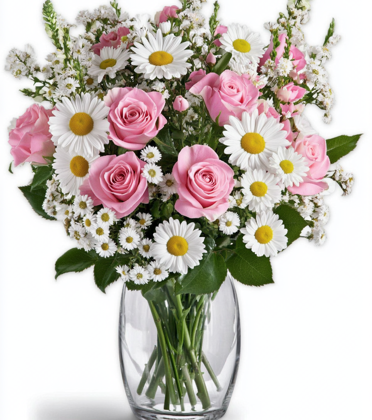 Pink and white blooms